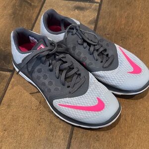 Nike Gray and Pink Running Shoes Grey with Hot Pink.  Worn once and comfortable!